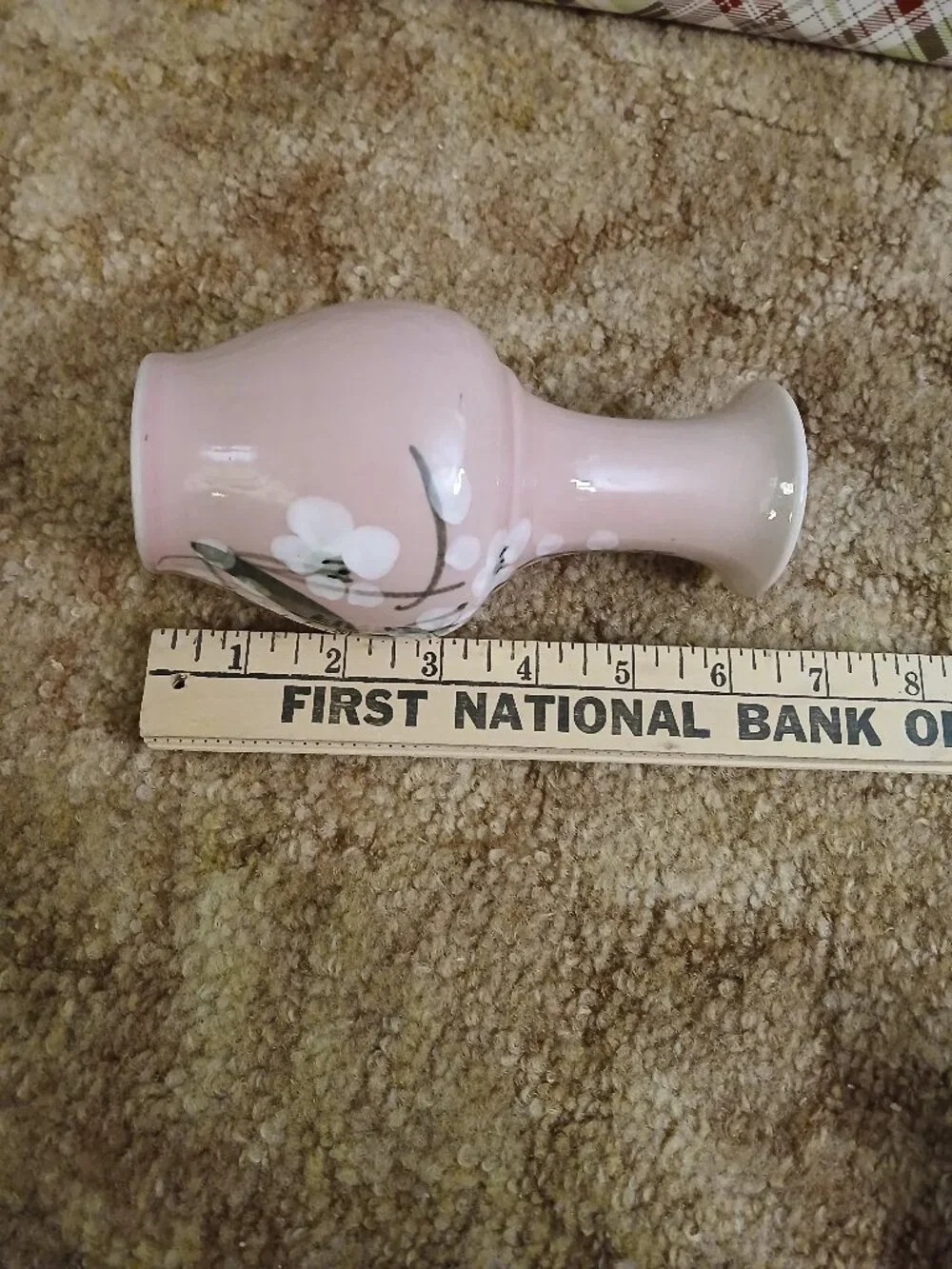 Vintage Made in Taiwan Hand Painted Pink Dogwood Floral Vase